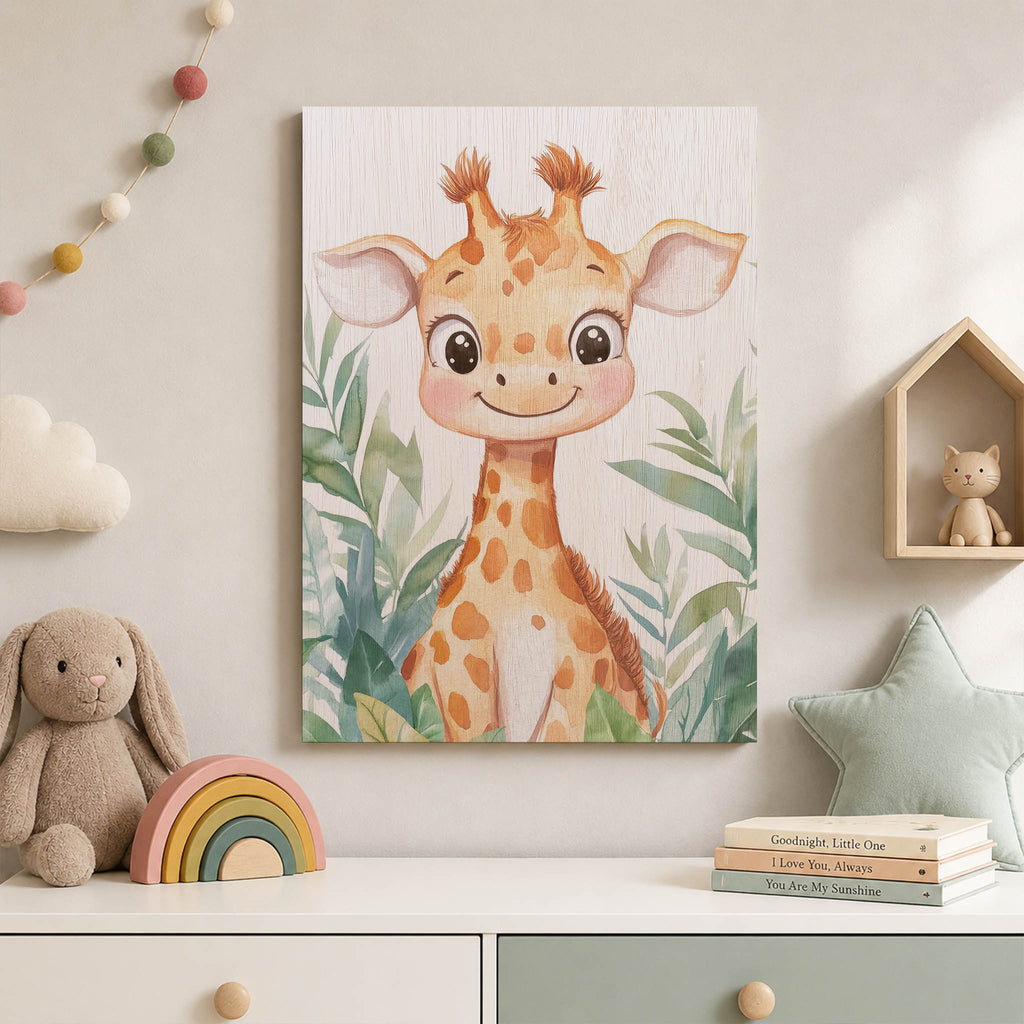 Cute Giraffe Wood Print by OnWood Australia