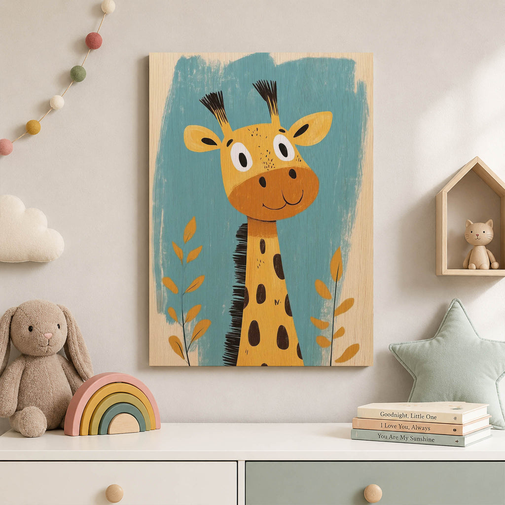 Cute Giraffe Wood Print by OnWood Australia