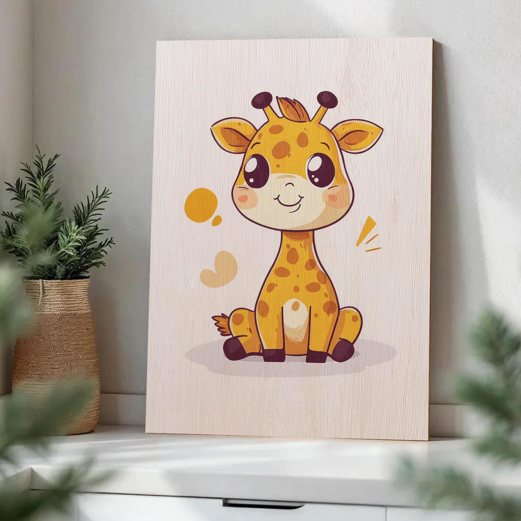 Cute Giraffe Wood Print by OnWood Australia