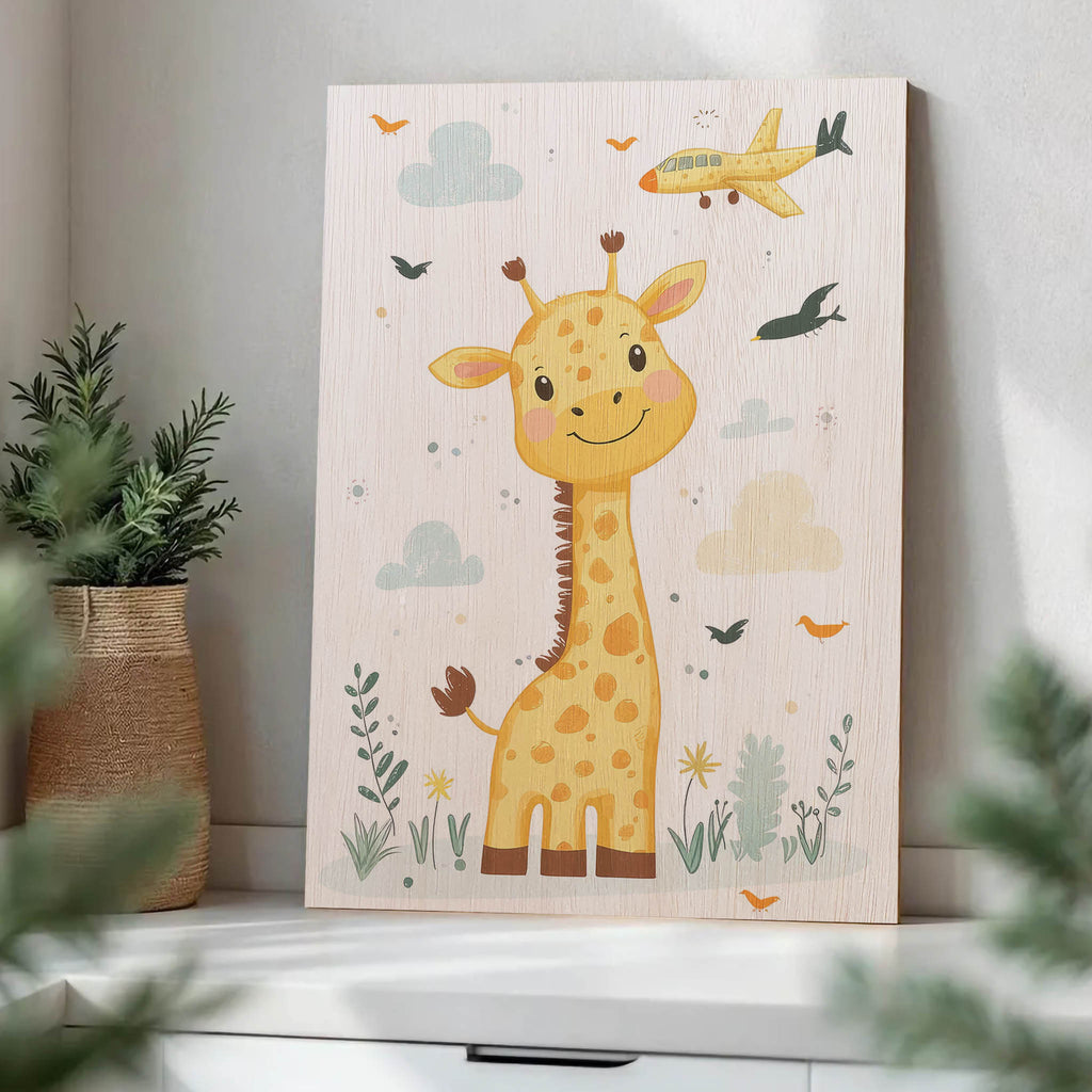 Cute Giraffe Wood Print by OnWood Australia