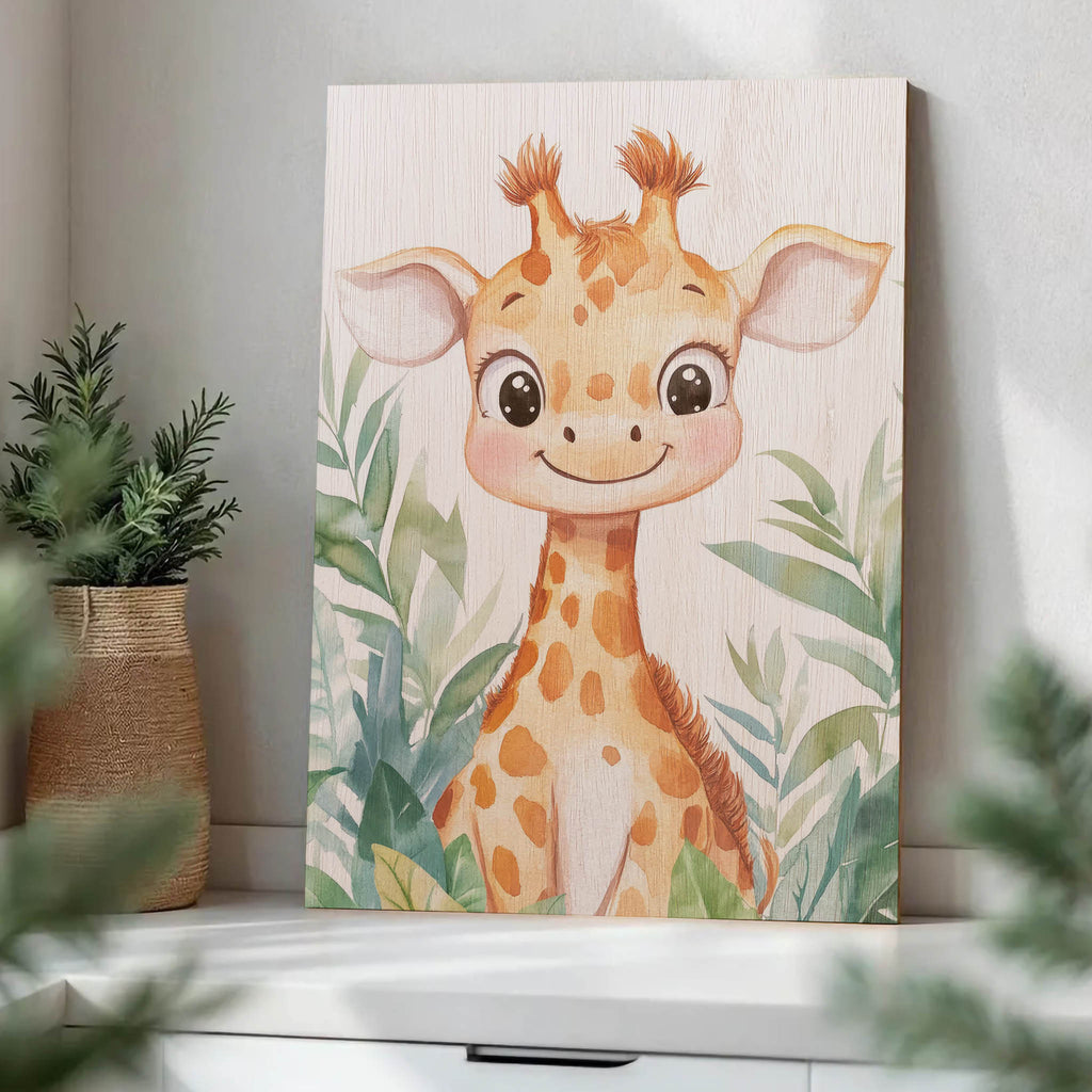 Cute Giraffe Wood Print by OnWood Australia