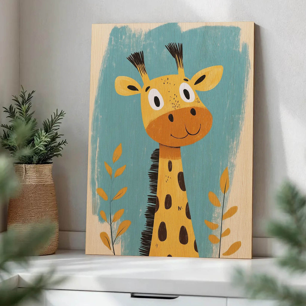Cute Giraffe Wood Print by OnWood Australia