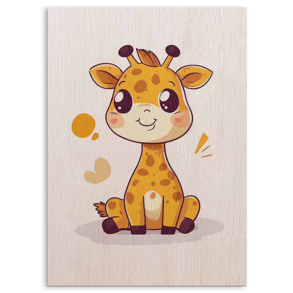 Cute Giraffe Wood Print by OnWood Australia