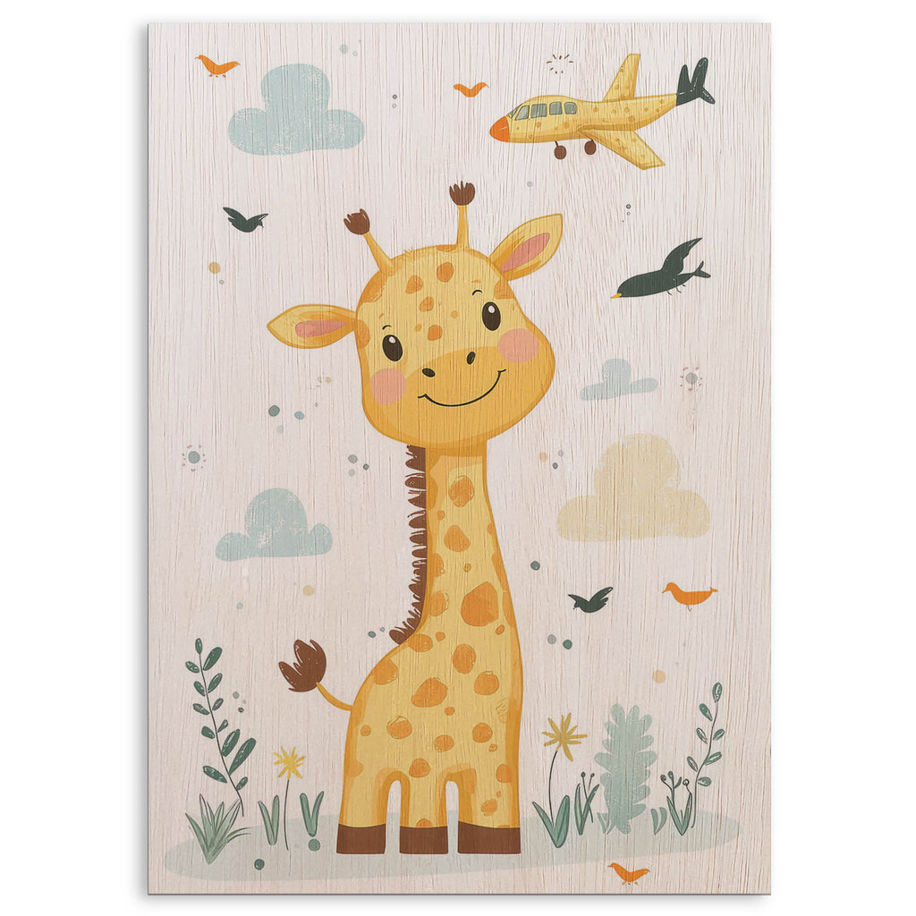 Cute Giraffe Wood Print by OnWood Australia