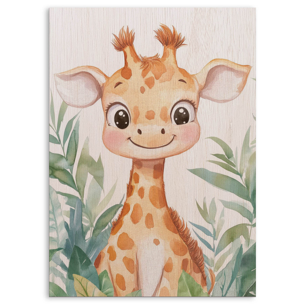 Cute Giraffe Wood Print by OnWood Australia