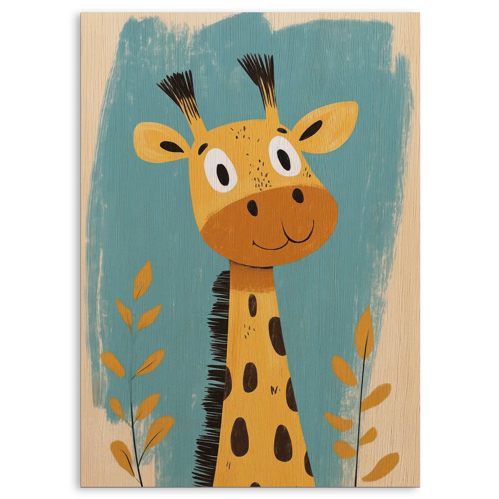 Cute Giraffe Wood Print by OnWood Australia