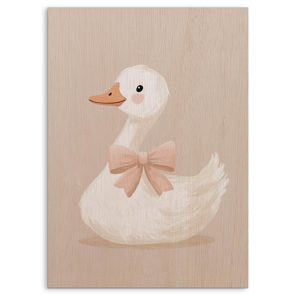 Cute Goose with Bow Wood Print by OnWood Australia