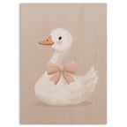 Cute Goose with Bow Wood Print by OnWood Australia