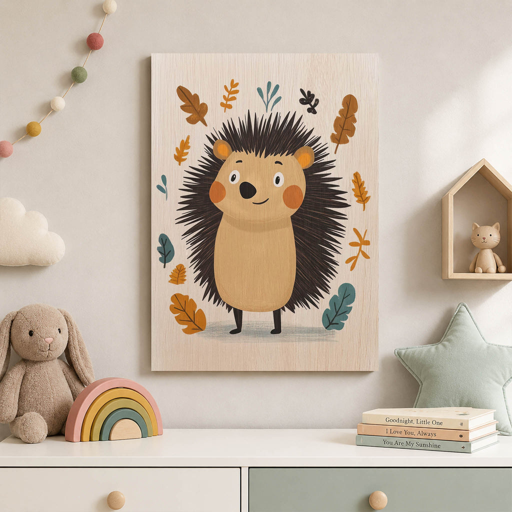 Cute Hedgehog Wood Print by OnWood Australia
