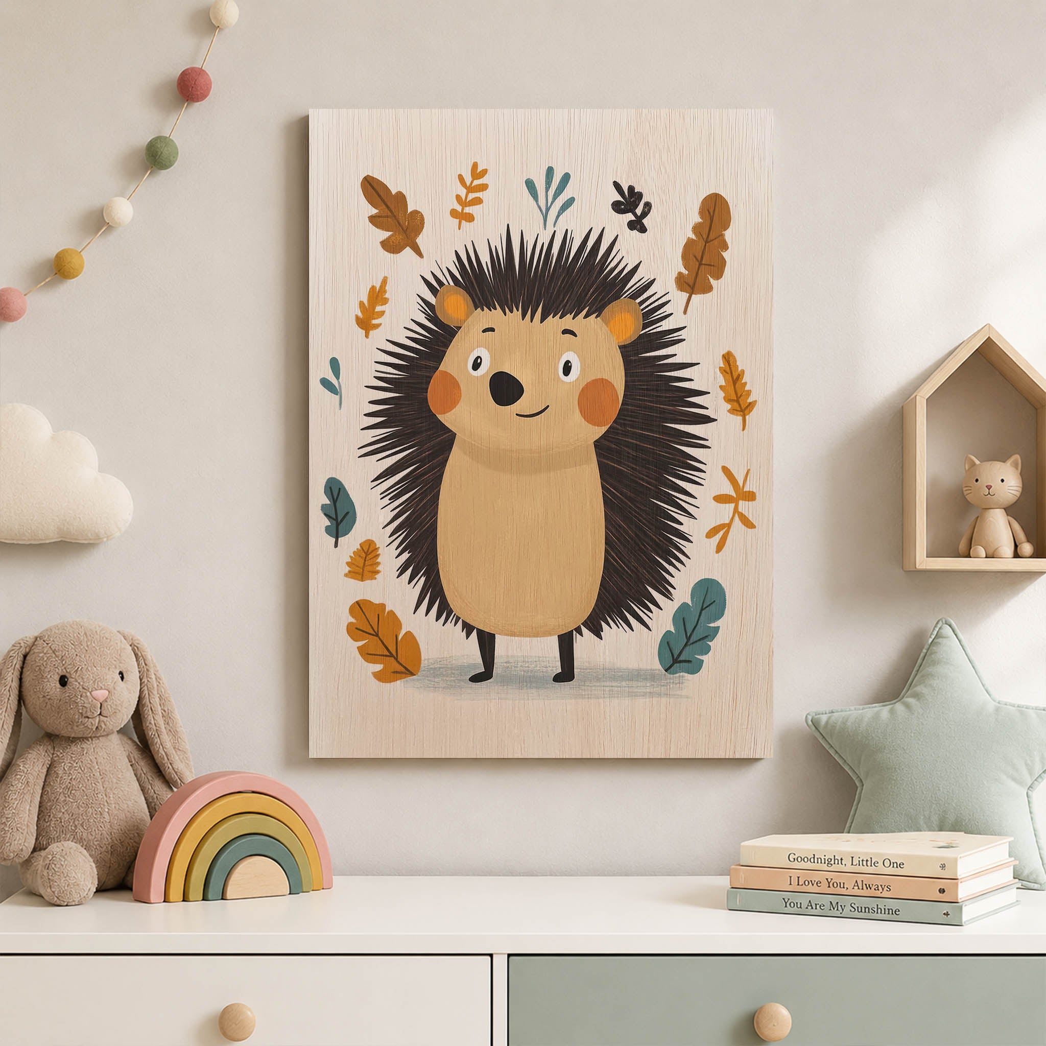 Cute Hedgehog Wood Print by OnWood Australia