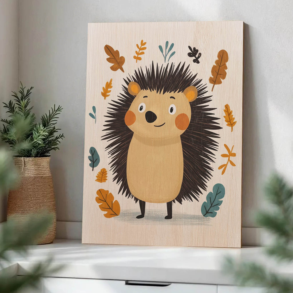 Cute Hedgehog Wood Print by OnWood Australia