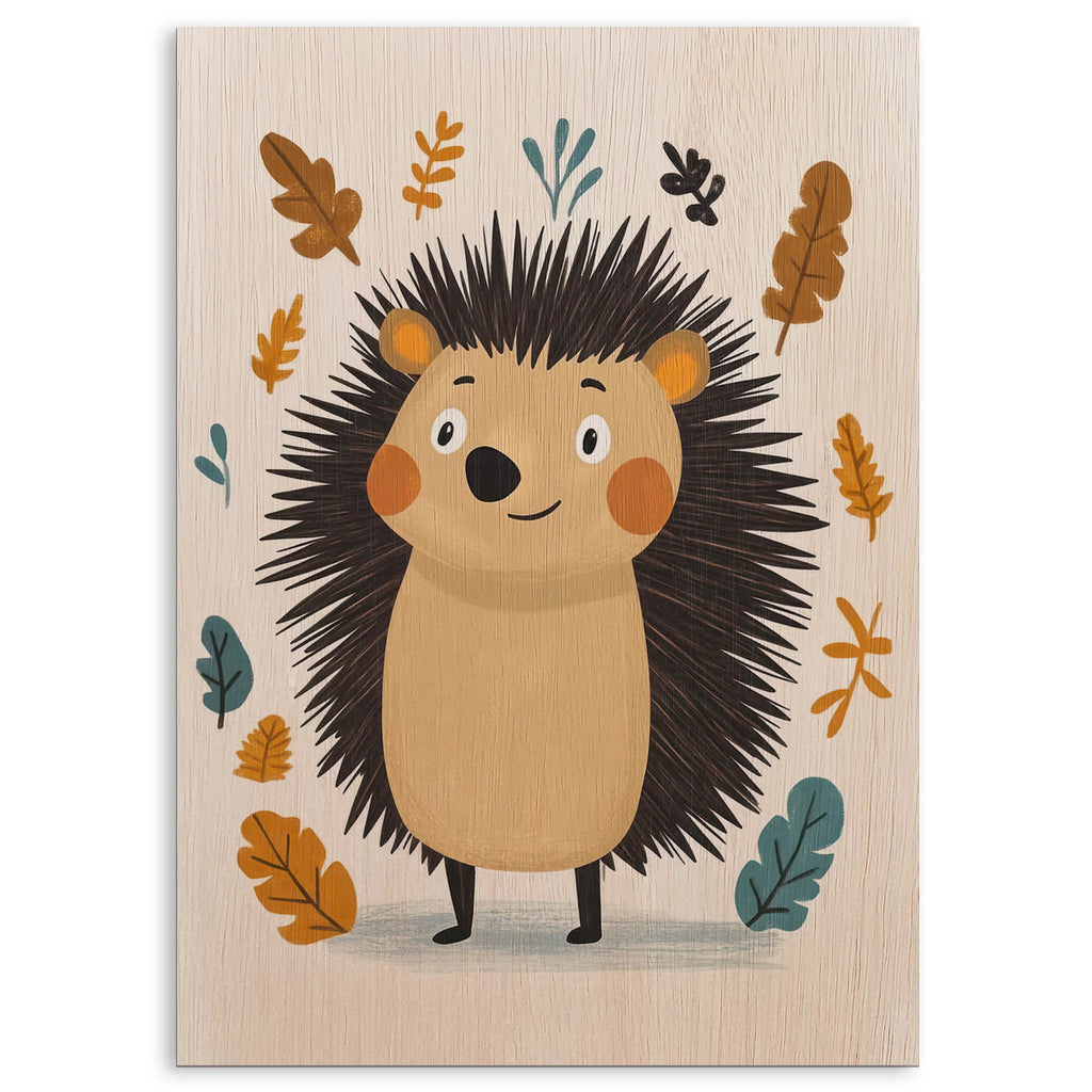 Cute Hedgehog Wood Print by OnWood Australia