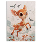 Cute Jumping Fawn Wood Print by OnWood Australia