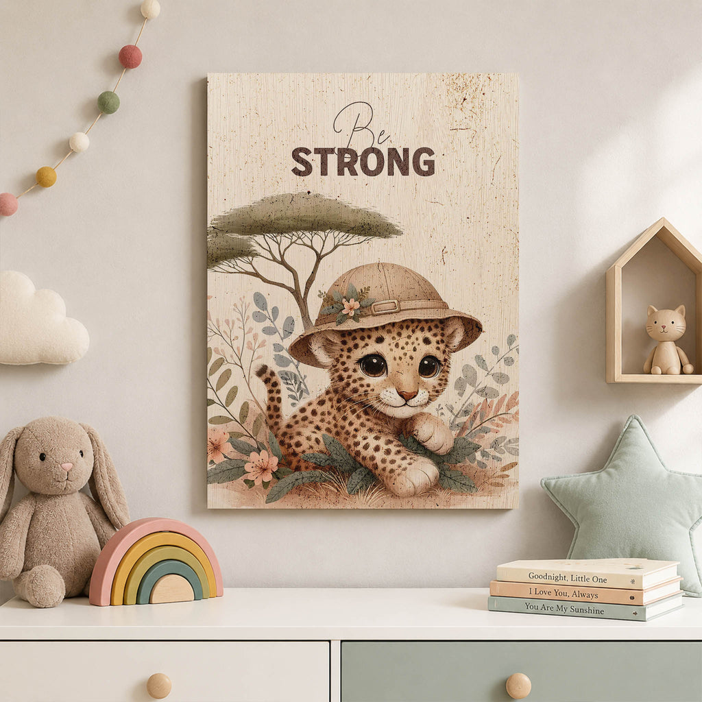 Cute Leopard Cub Wood Print by OnWood Australia