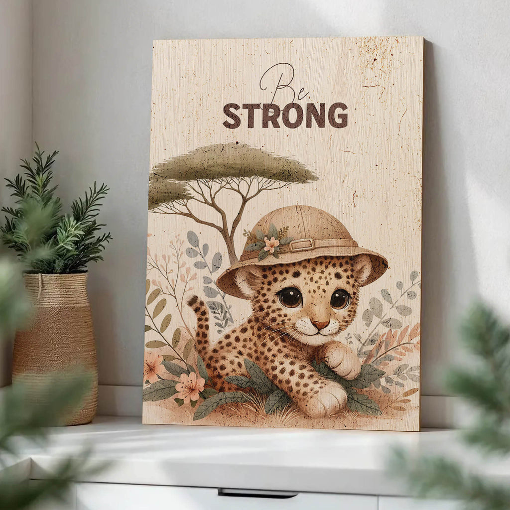 Cute Leopard Cub Wood Print by OnWood Australia