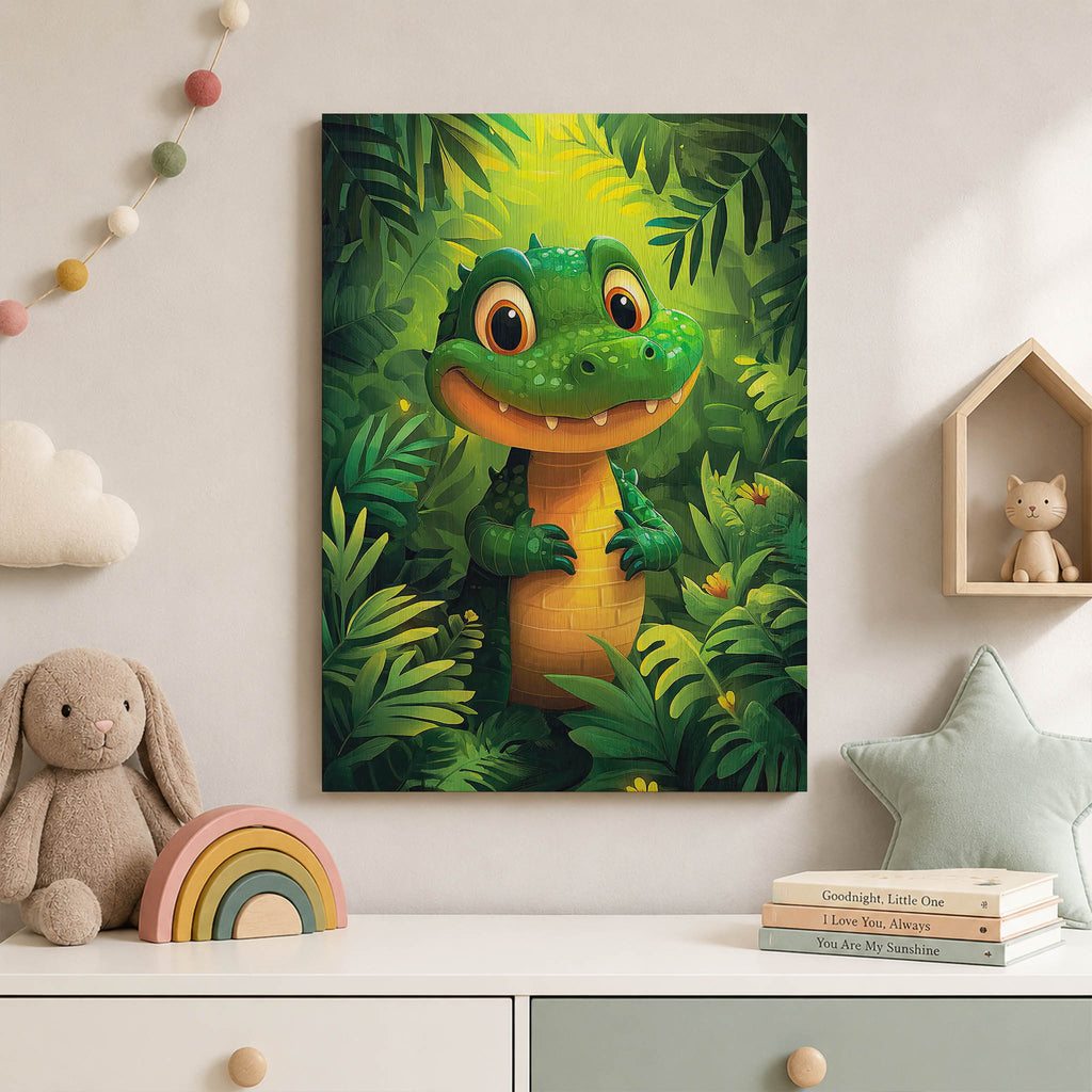 Cute Little Alligator Wood Print by OnWood Australia