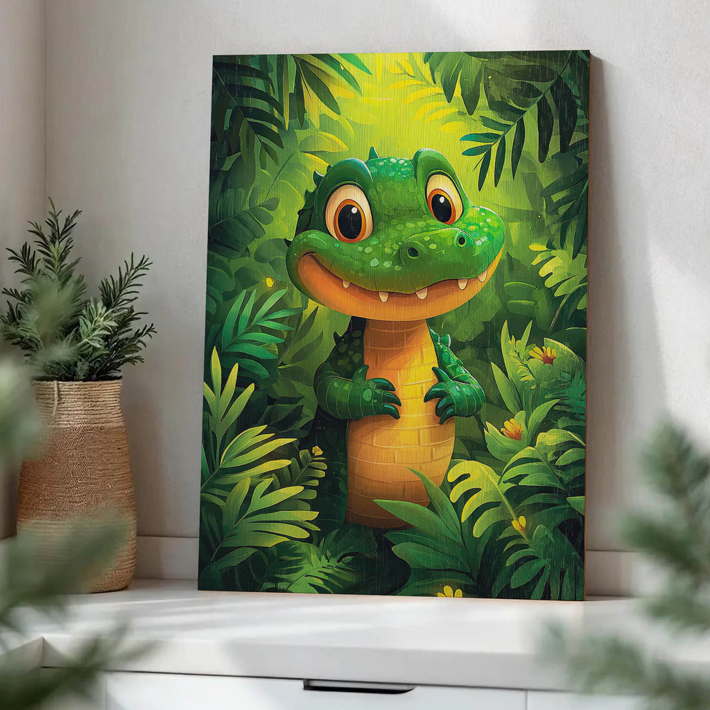 Cute Little Alligator Wood Print by OnWood Australia