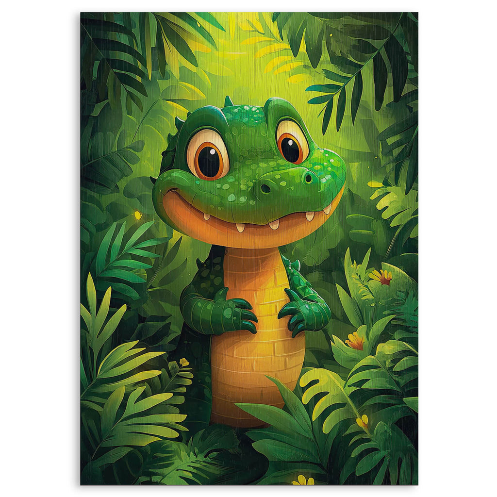 Cute Little Alligator Wood Print by OnWood Australia