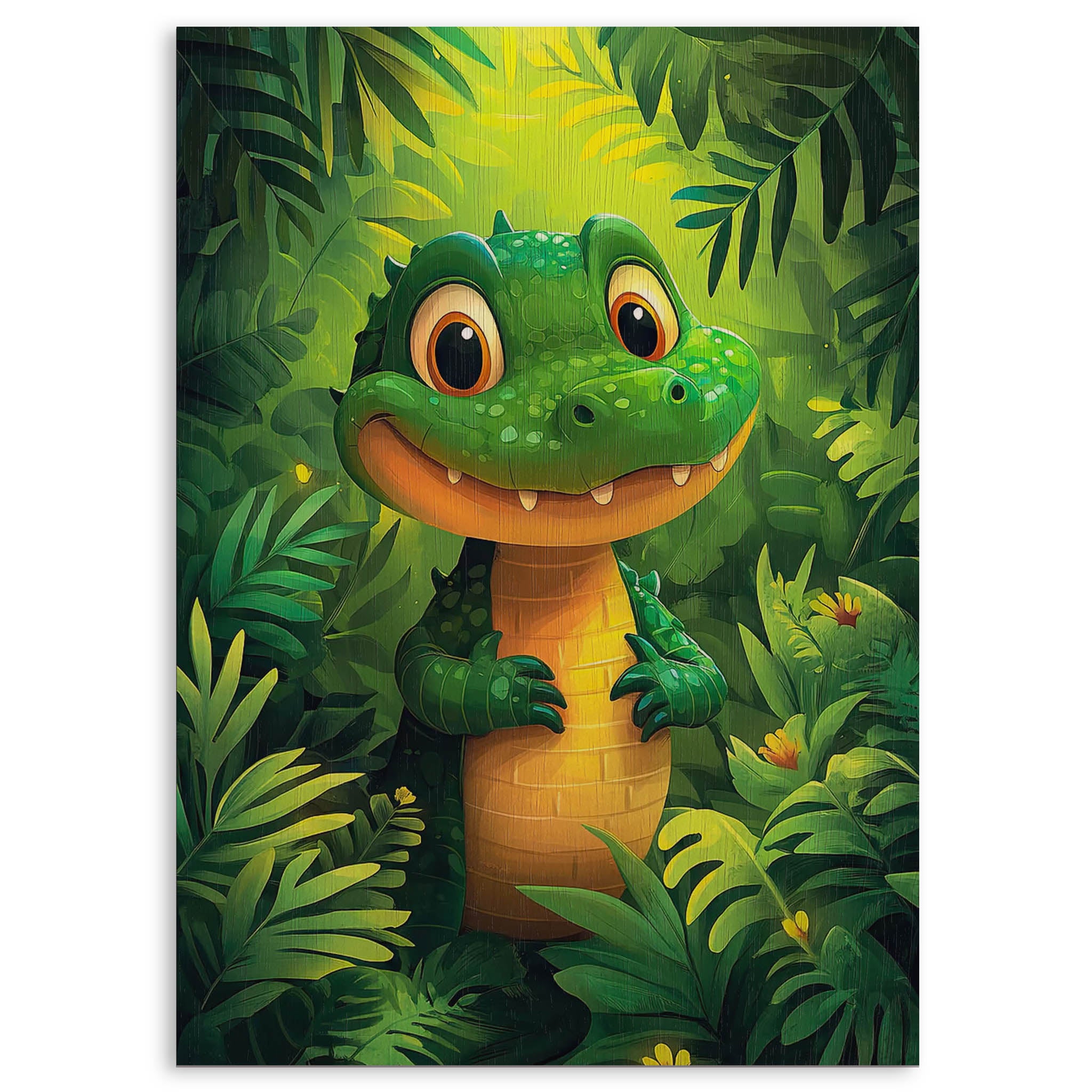 Cute Little Alligator Wood Print by OnWood Australia