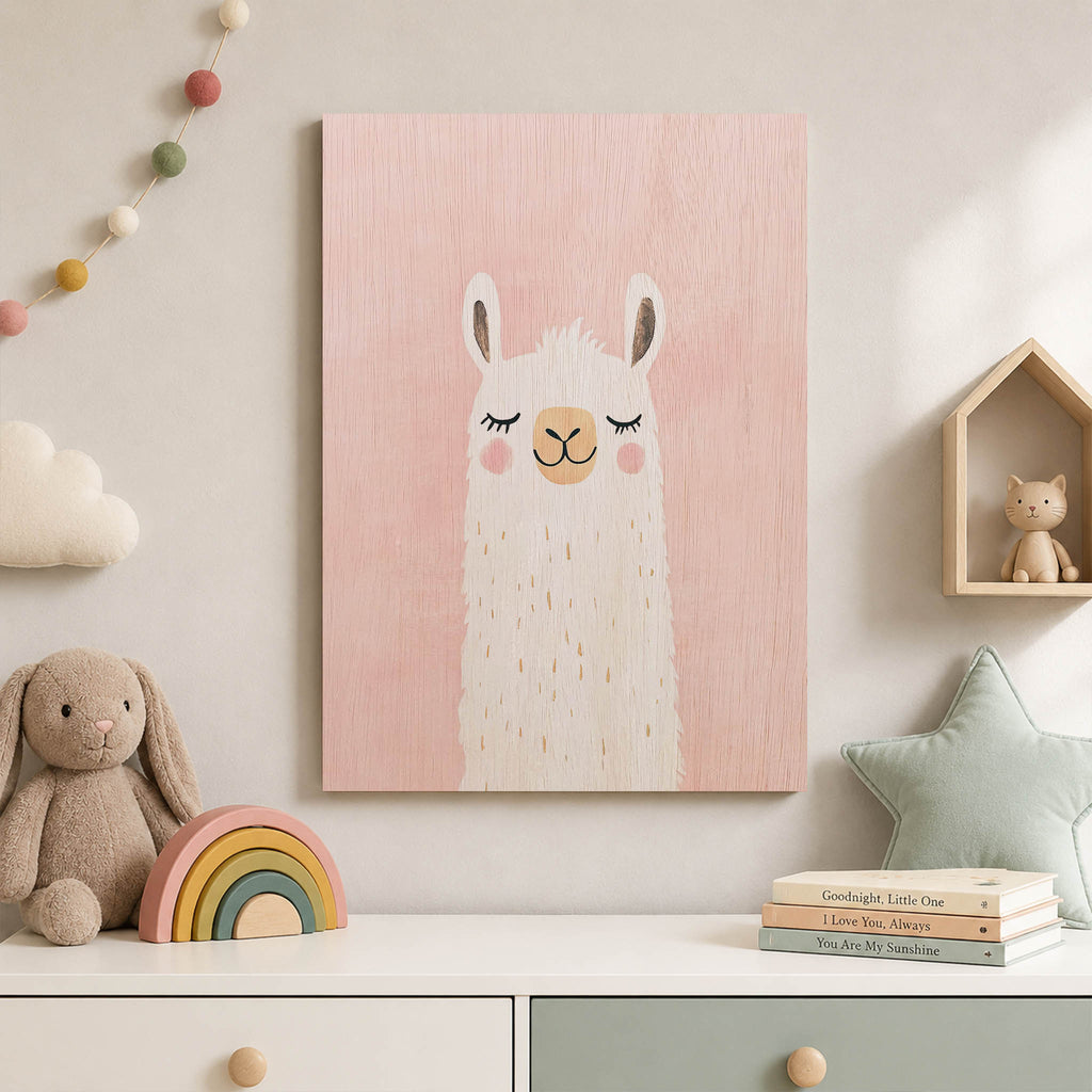 Cute Llama Wood Print by OnWood Australia