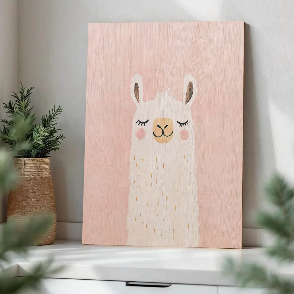 Cute Llama Wood Print by OnWood Australia