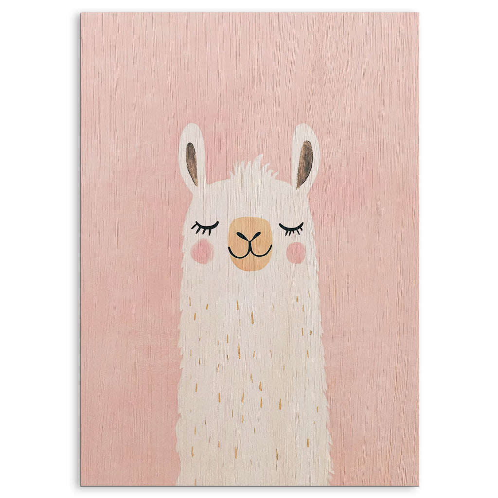 Cute Llama Wood Print by OnWood Australia