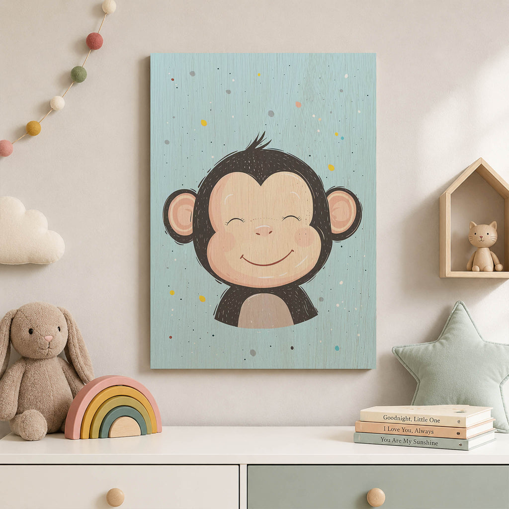 Cute Monkey Wood Print by OnWood Australia