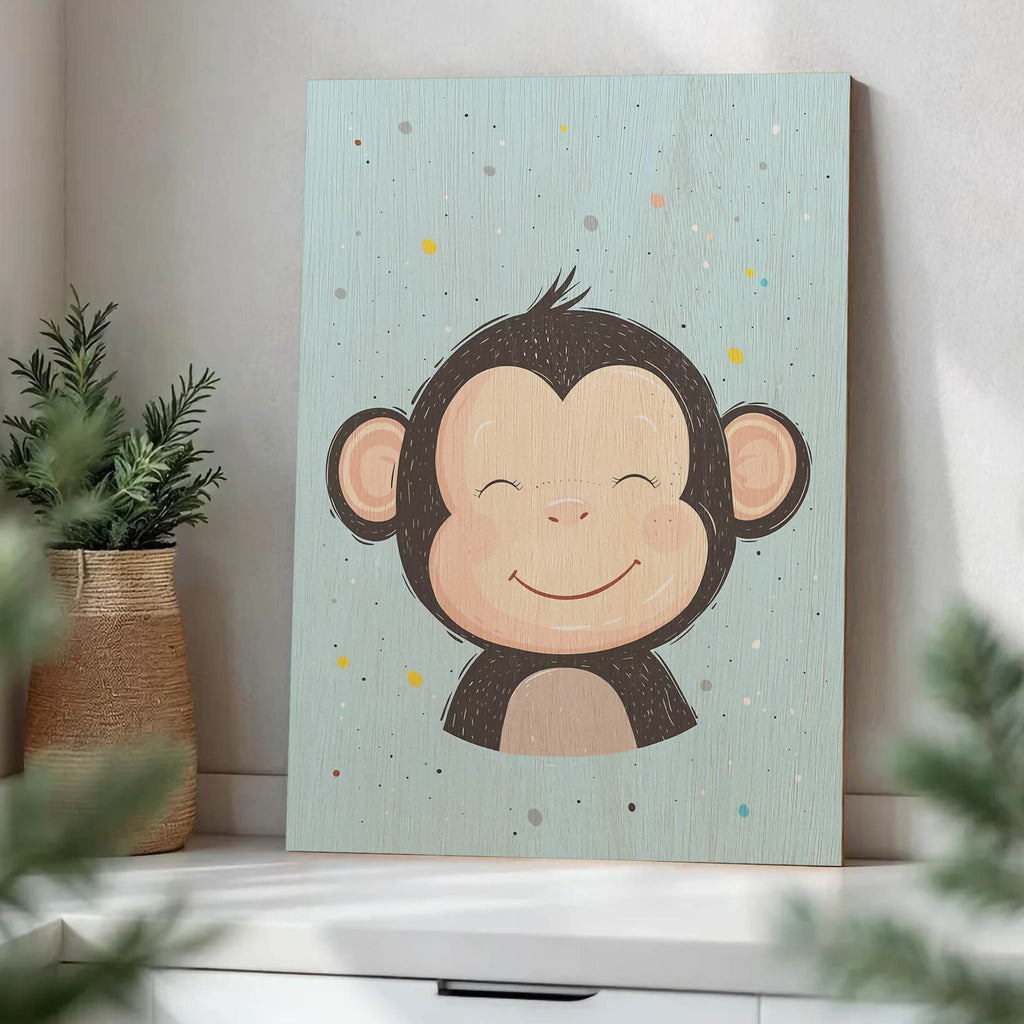 Cute Monkey Wood Print by OnWood Australia