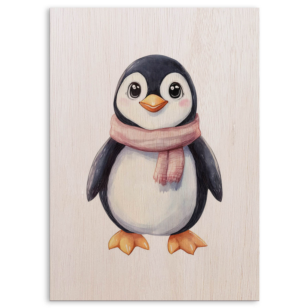 Cute Penguin Wood Print by OnWood Australia