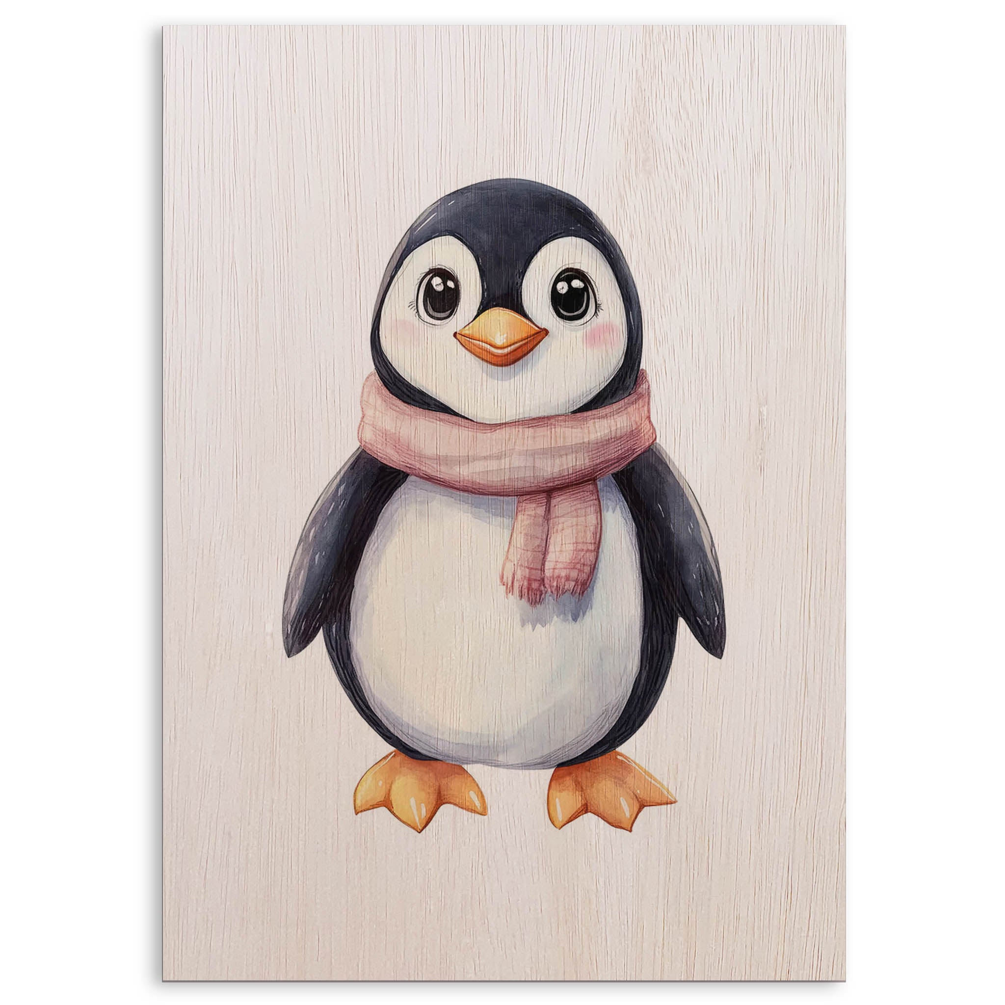 Cute Penguin Wood Print by OnWood Australia