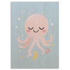 Cute Pink Octopus Wood Print by OnWood Australia