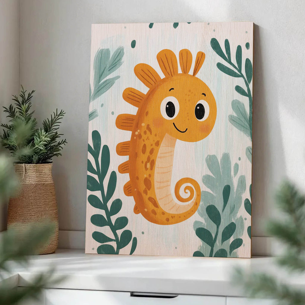 Cute Seahorse Wood Print by OnWood Australia