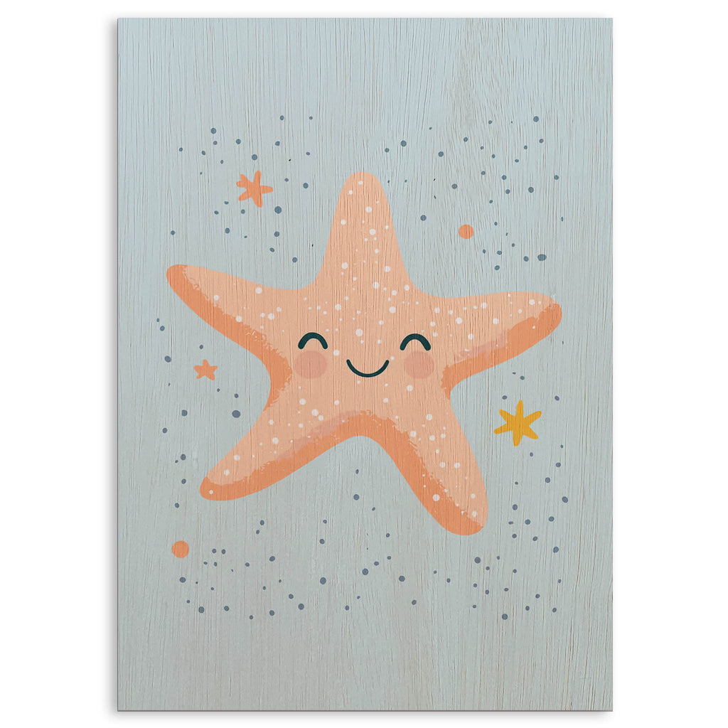 Cute Starfish Wood Print by OnWood Australia