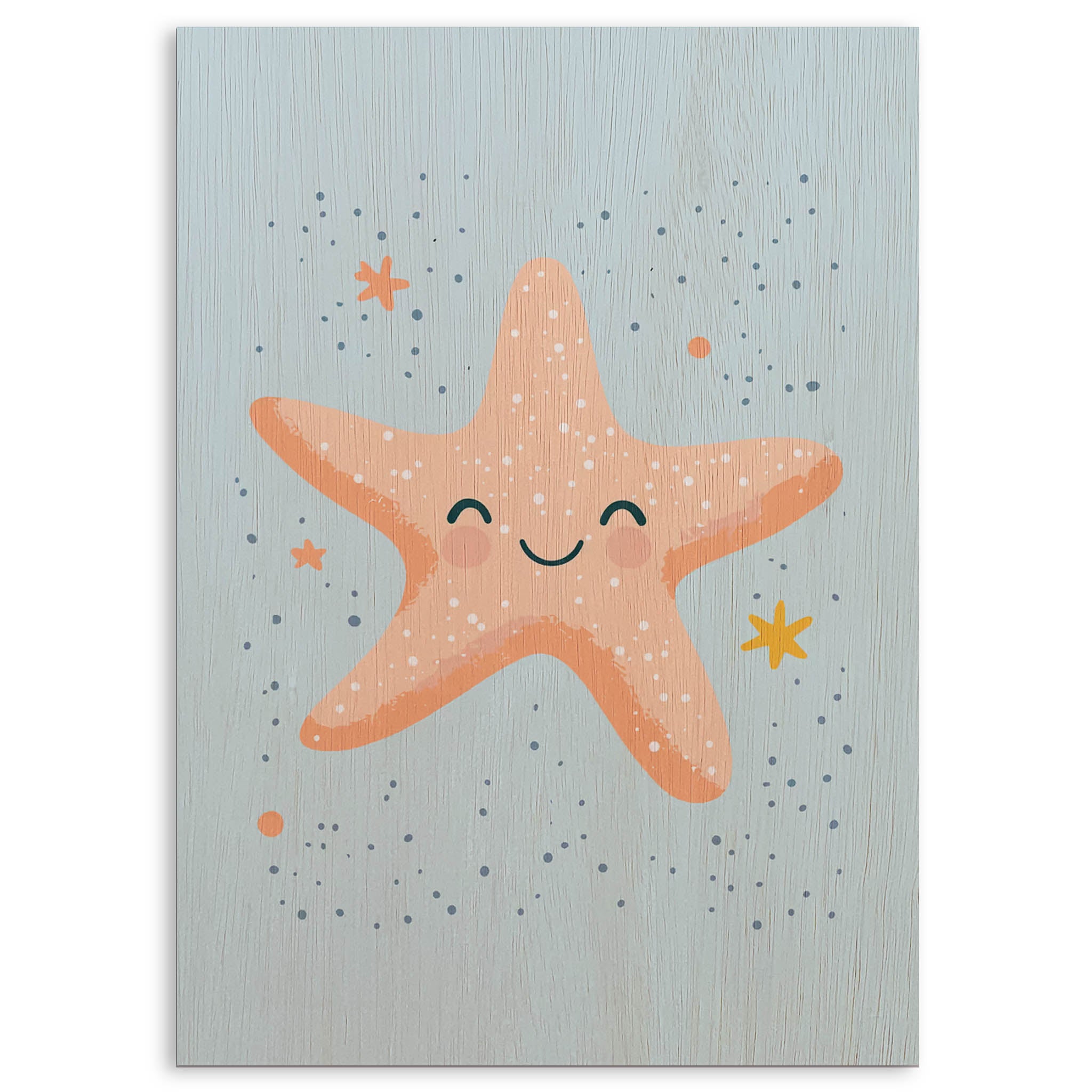 Cute Starfish Wood Print by OnWood Australia