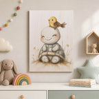 Cute Turtle and Bird Wood Print by OnWood Australia