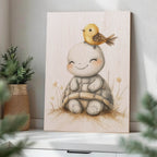Cute Turtle and Bird Wood Print by OnWood Australia