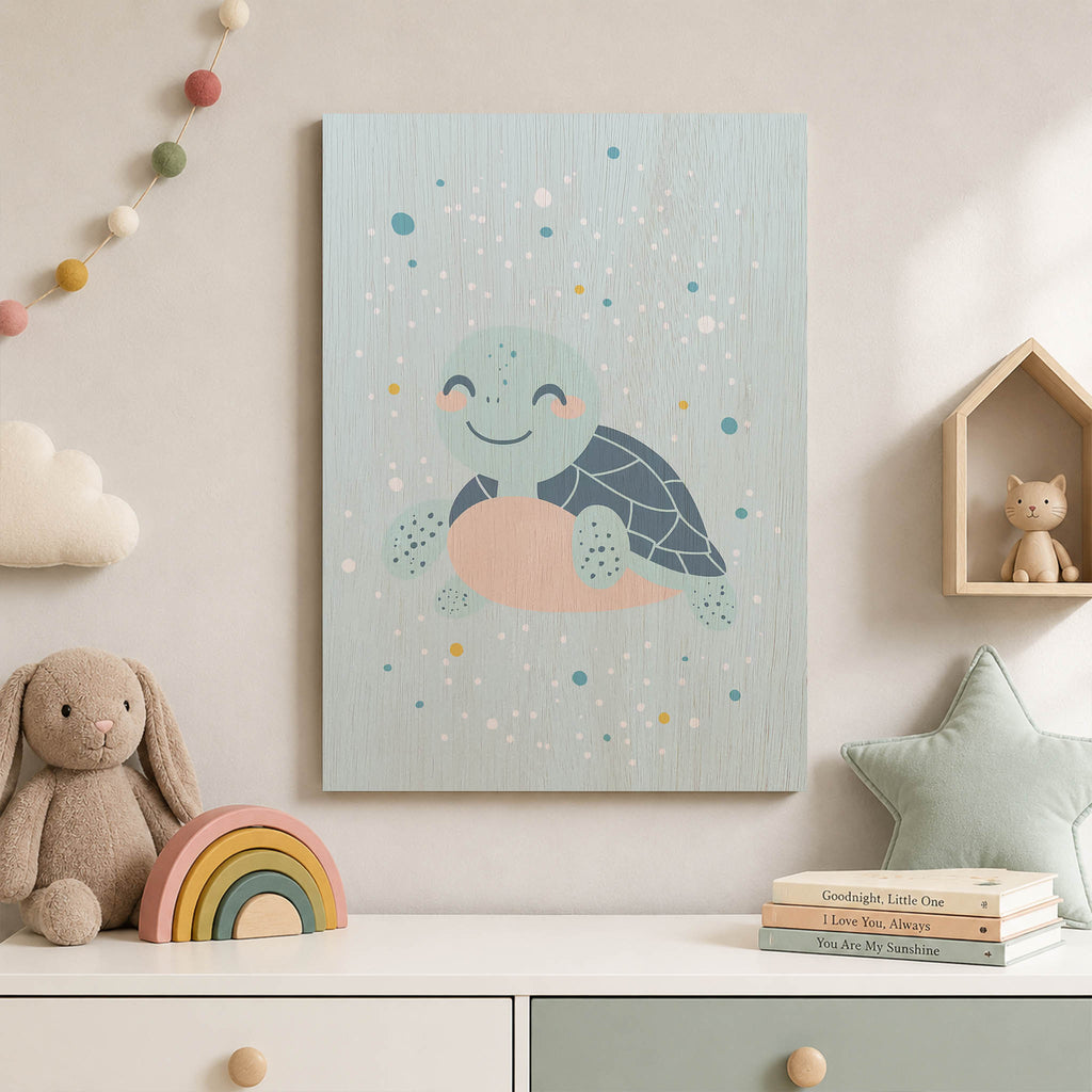 Cute Turtle Wood Print by OnWood Australia