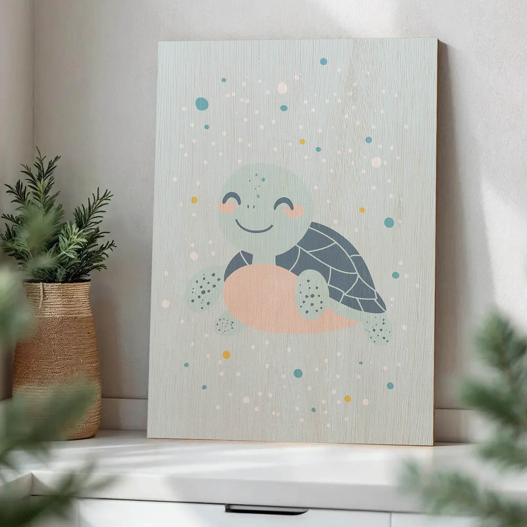 Cute Turtle Wood Print by OnWood Australia