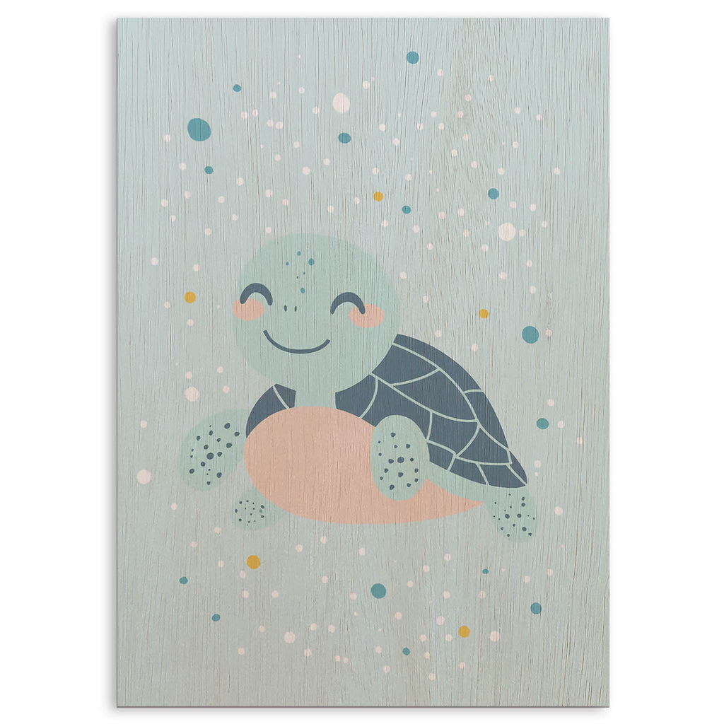 Cute Turtle Wood Print by OnWood Australia