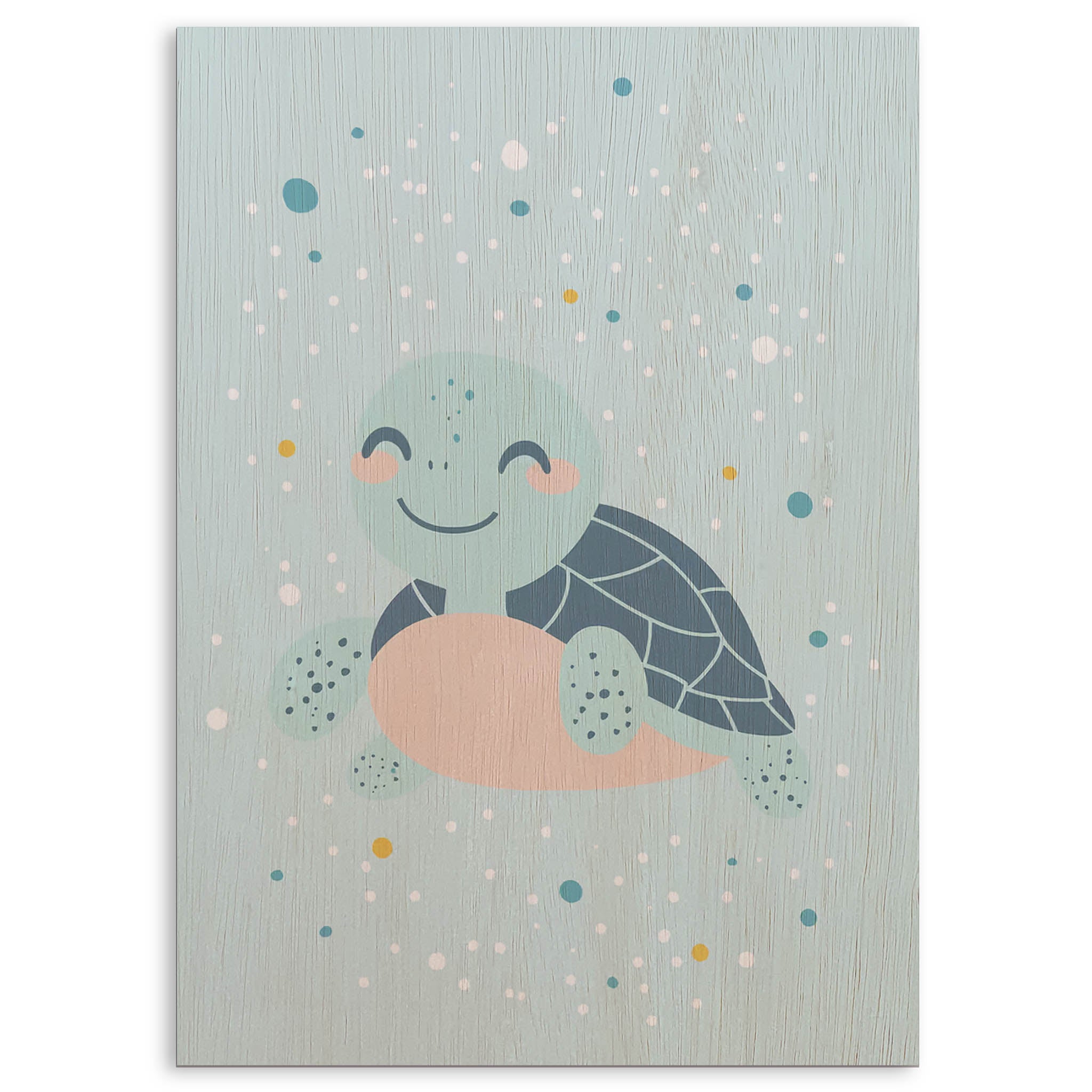 Cute Turtle Wood Print by OnWood Australia