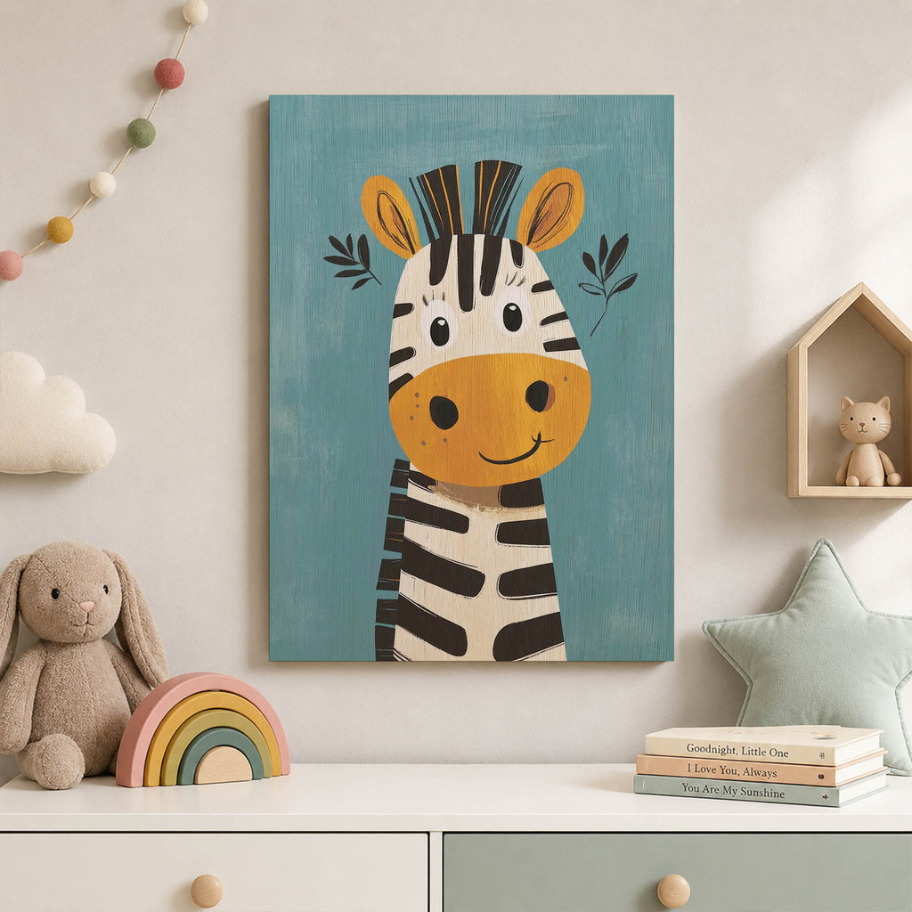 Cute Zebra Wood Print by OnWood Australia
