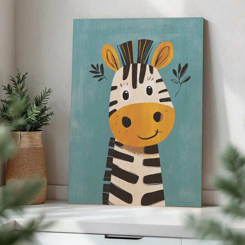 Cute Zebra Wood Print by OnWood Australia