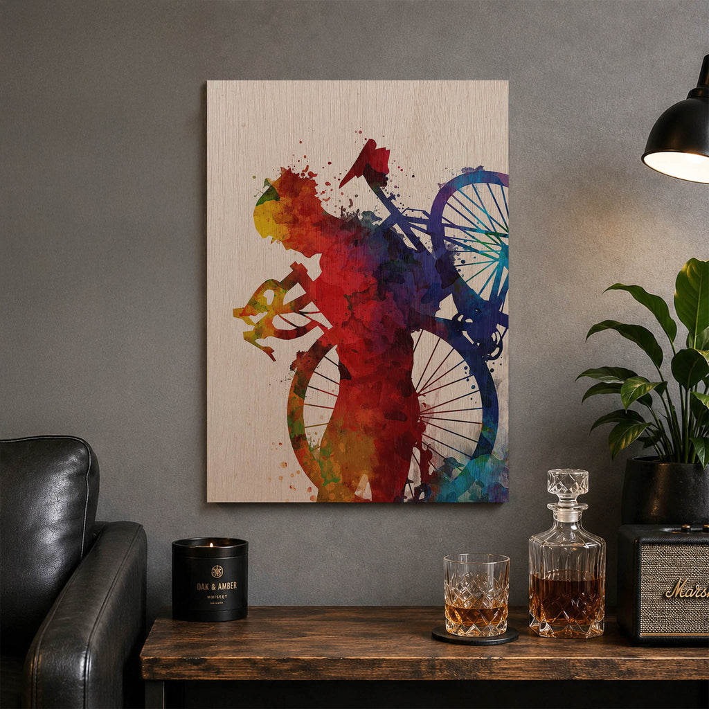 Cycling Silhouette Wood Print by OnWood Australia