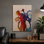 Cycling Silhouette Wood Print by OnWood Australia