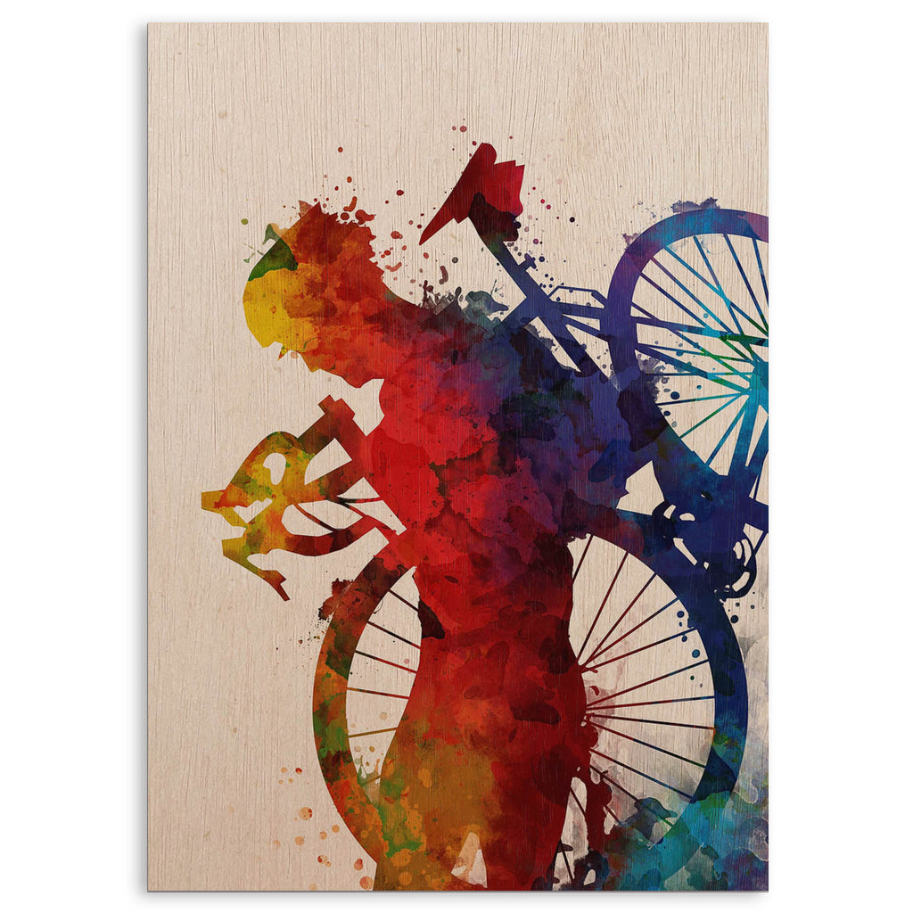 Cycling Silhouette Wood Print by OnWood Australia