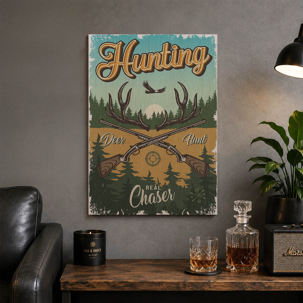Deer Hunter Wood Print by OnWood Australia