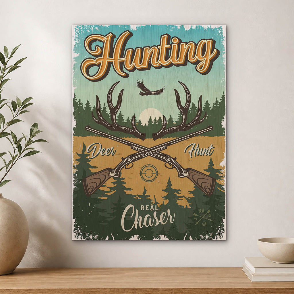 Deer Hunter Wood Print by OnWood Australia