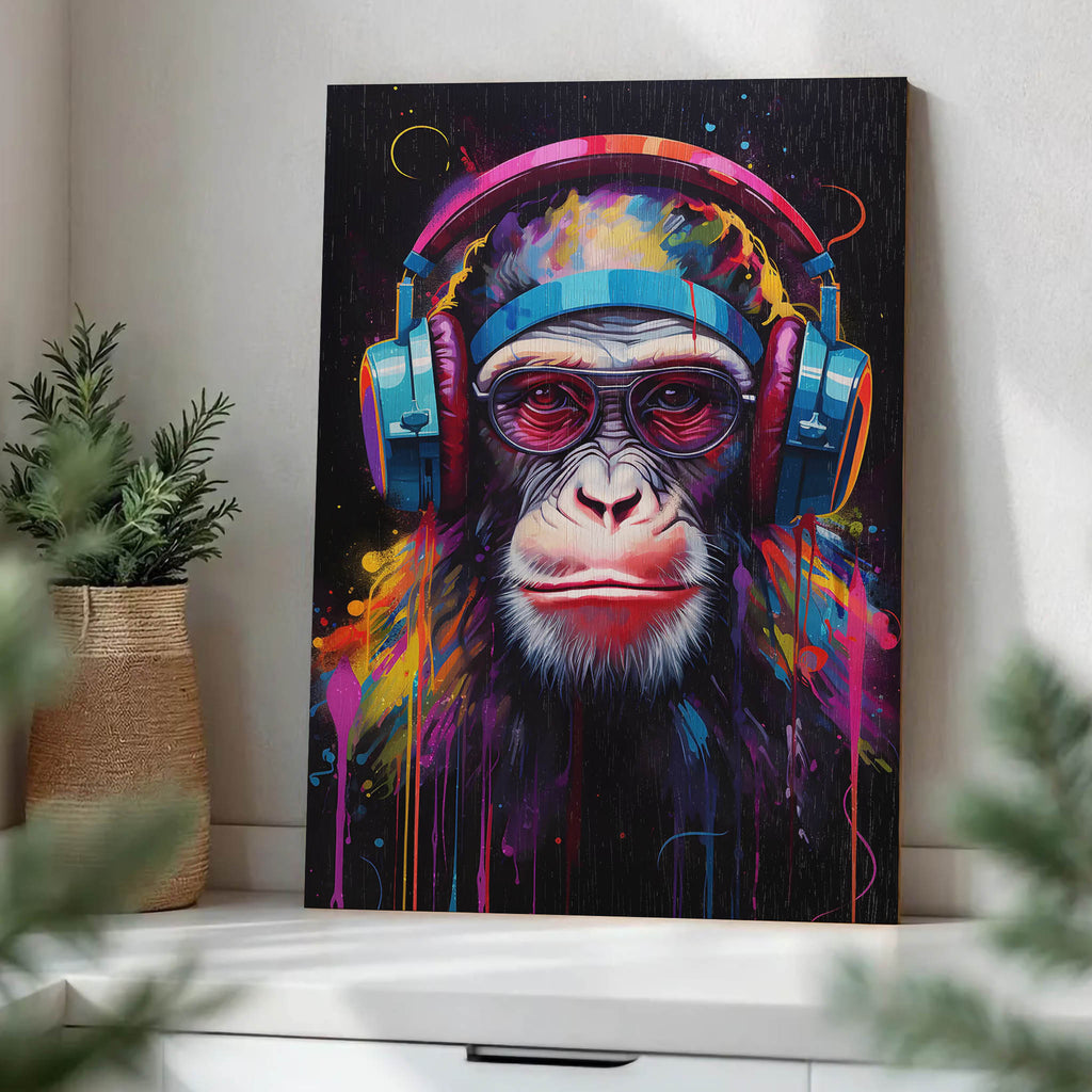 DJ Monkey Wood Print by OnWood Australia
