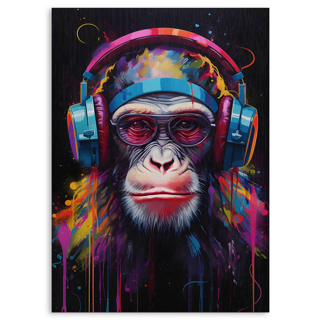 DJ Monkey Wood Print by OnWood Australia