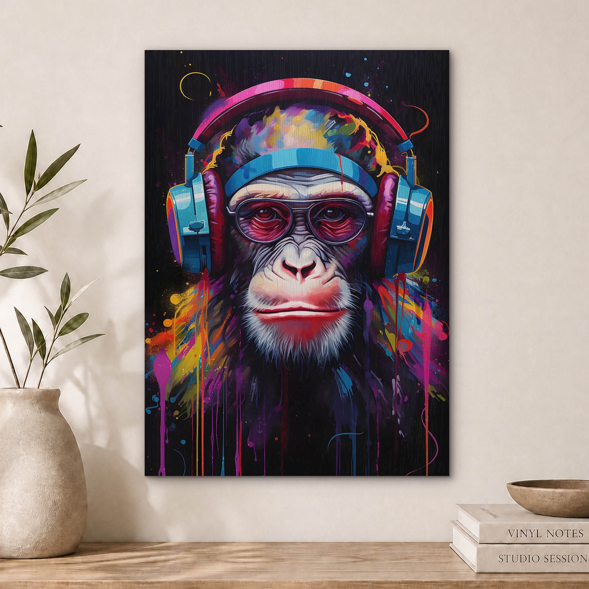 DJ Monkey Wood Print by OnWood Australia
